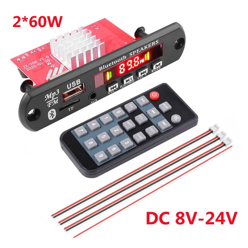 Planet Gates 2 x60W Amplifier 60W 50W 40W Amplifier Bluetooth 5.0 DIY MP3 WAV Decoder Board DC 12V Wireless Car USB MP3 Player TF Card Slot USB FM with Mic