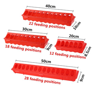 Planet Gates 20/30/40/50cm Double Row 12-28 Holes Poultry Ground Feeder Plastic Clamshell Feeding Chicken Groove Farm Breeding Supplies