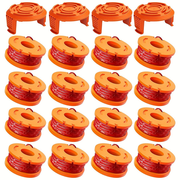 Planet Gates 20 Packs Replacement 10ft (3m) Grass Trimmer Line Spool, Edger Line Spool Compatible Model Worx WA0010 (16 Replacement Line Spool, 4 Trimmer Cap)