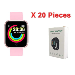 Planet Gates 20 pieces Pink / CHINA Wholesale 20Pcs Smartwatch D20 Men Women Smart Watch Y68 Fitness Tracker Sport Heart Rate Monitor Wristwatch Pro for IOS Android