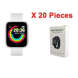 Planet Gates 20 pieces Sliver / CHINA Wholesale 20Pcs Smartwatch D20 Men Women Smart Watch Y68 Fitness Tracker Sport Heart Rate Monitor Wristwatch Pro for IOS Android