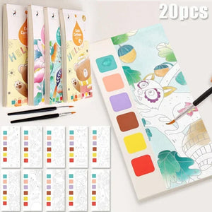 Planet Gates 20 Sheets Portable Children Watercolor Painting Book Paint with Water Kids Gouache Graffiti Picture Coloring Drawing Toys Gifts