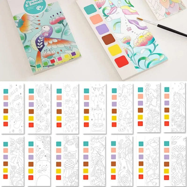 Planet Gates 20 Sheets Portable Children Watercolor Painting Book Paint with Water Kids Gouache Graffiti Picture Coloring Drawing Toys Gifts