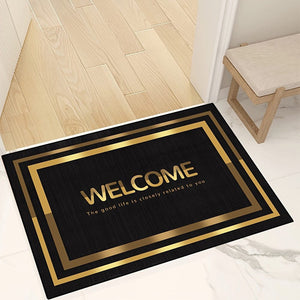 Planet Gates 20"x32"/50x80cm 1pc Dirt Resistant Welcome Doormat, Golden Modern Low Pile Indoor Outdoor Entrance Mat For High Traffic Area, Absorbent Bath Mat, Suitable For Living Room Bedroom Bathroom Kitchen Balcony Patio Carpet