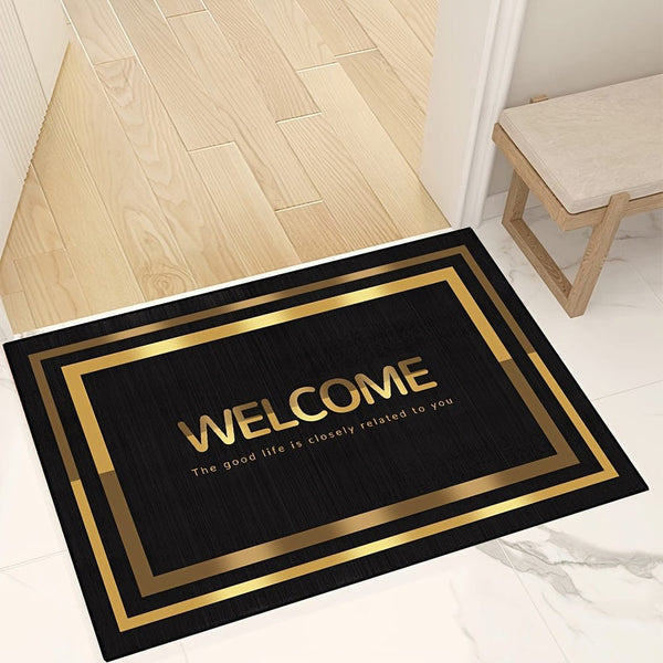 Planet Gates 20"x32"/50x80cm 1pc Dirt Resistant Welcome Doormat, Golden Modern Low Pile Indoor Outdoor Entrance Mat For High Traffic Area, Absorbent Bath Mat, Suitable For Living Room Bedroom Bathroom Kitchen Balcony Patio Carpet