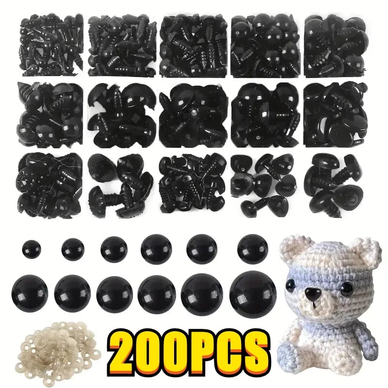 Planet Gates 200/100PCS Black Plastic Safety Eyes For Toys Amigurumi Diy Kit Crafts TeddyBear Toy Eye For Doll Decoration Accessories 5-20mm
