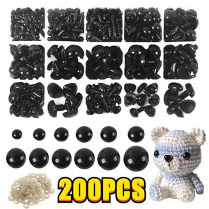 Planet Gates 200/100PCS Black Plastic Safety Eyes For Toys Amigurumi Diy Kit Crafts TeddyBear Toy Eye For Doll Decoration Accessories 5-20mm