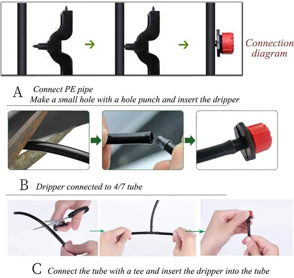 Planet Gates 200 Pcs 50-500pcs Adjustable Irrigation Drippers Sprinklers 1/4''  Emitter Dripper Micro Drip Irrigation Sprinklers for Watering System