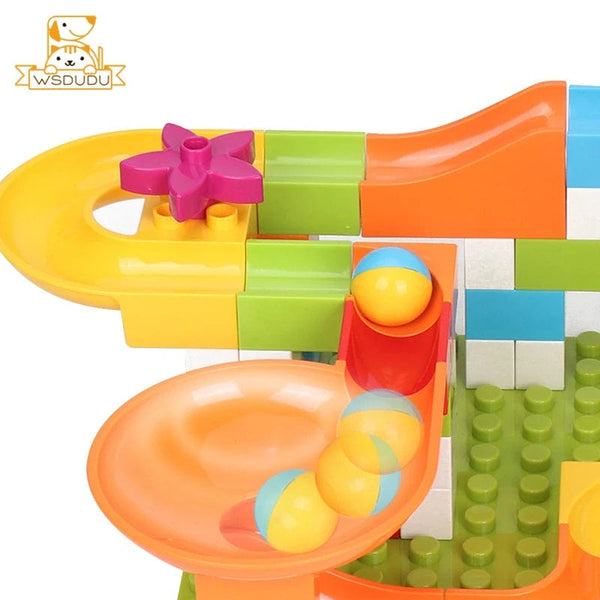 Planet Gates 200 PCS Slide Marble Balls Building Blocks Animal Dinosaur Race Run Track Model Construction Stack Big Bricks Game Puzzle Toy Child Gift