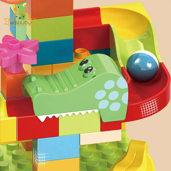 Planet Gates 200 PCS Slide Marble Balls Building Blocks Animal Dinosaur Race Run Track Model Construction Stack Big Bricks Game Puzzle Toy Child Gift