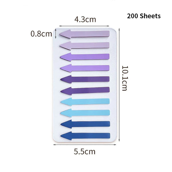 Planet Gates 200 Sheets Transparent Fluorescent Index Tabs PET Arrow Flags Sticky Note for Page Marker Planner Stickers Office School