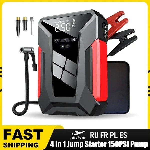 Planet Gates 2000A Car Jump Starter Air Pump Multi-Function4In1  Air Compressor Power Bank Car Battery Starter Starting Auto Tyre Inflator