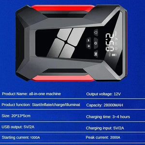 Planet Gates 2000A Car Jump Starter Air Pump Multi-Function4In1  Air Compressor Power Bank Car Battery Starter Starting Auto Tyre Inflator