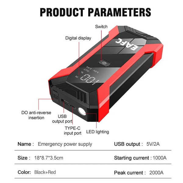 Planet Gates 2000A with BOX / Poland Power Bank 2000A/1200A/600A 12V Car Battery Jump Starter Portable Charger Car Booster Auto Starting Device Emergency Starter