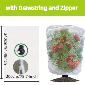 Planet Gates 200cm/78.74in*240cm/94.48in 1pc Garden Net, Blueberry Shrub Plant Cover with Drawstring and Zipper Bird Net Plant Cover Fruit Berry Shrub Tree Tomato Cover Insect Squirrel Animal, Fruit Plant Jacket Protective Bag