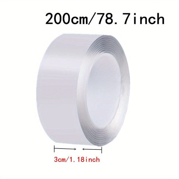 Planet Gates 200CM/78.7inch 1 roll, Multipurpose Heavy Duty Mounting Tape - Removable Adhesive Acrylic Tape for Paste Items - Reusable Transparent Tape for Household Use - 1/2/3/5M Rolls