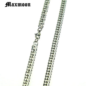 Planet Gates 200mm / 6mm Width Maxmoon Miami Cuban Stainless Steel Chain Bracelets Men 7mm Flat Curb Bracelet Hip Hop Rock Sports Jewelry Customize Wholesale