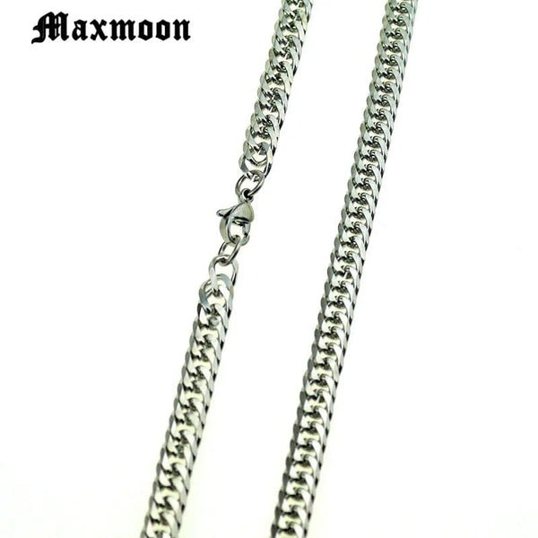 Planet Gates 200mm / 6mm Width Maxmoon Miami Cuban Stainless Steel Chain Bracelets Men 7mm Flat Curb Bracelet Hip Hop Rock Sports Jewelry Customize Wholesale