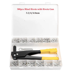Planet Gates 200pcs and gun 380/200/120/60pcs Heavy Duty Riveter Gun Set Hand Riveter Set Blind Rivet Pliers Gun DIY Rivets Nut Automotive Tools
