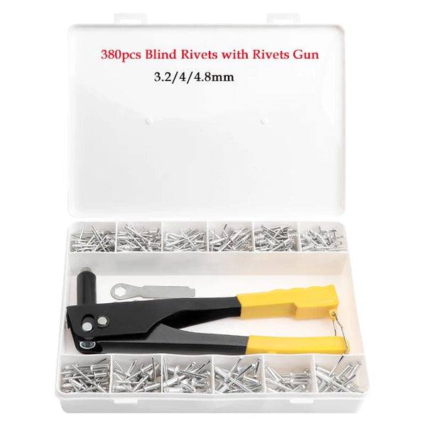 Planet Gates 200pcs and gun 380/200/120/60pcs Heavy Duty Riveter Gun Set Hand Riveter Set Blind Rivet Pliers Gun DIY Rivets Nut Automotive Tools