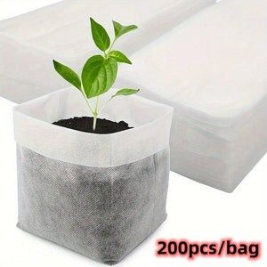 Planet Gates 200pcs/bag 100pcs/200pcs/300pcs Biodegradable Seed Nursery Bags, Non-Woven Plants Grow Bags, Fabric Seedling Pots Plants Pouch, Home Garden Supply, Seedling Plant Nursery Bags For Soil Transplant Pouches Agricultural Production Supply