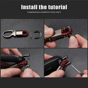 Planet Gates 2023 Custom LOGO Motorcycle Braided Rope Keyring Metal Keychain For Kawasaki Versys 650 1000 X300 300X VERSYS1000SE 2018-2023