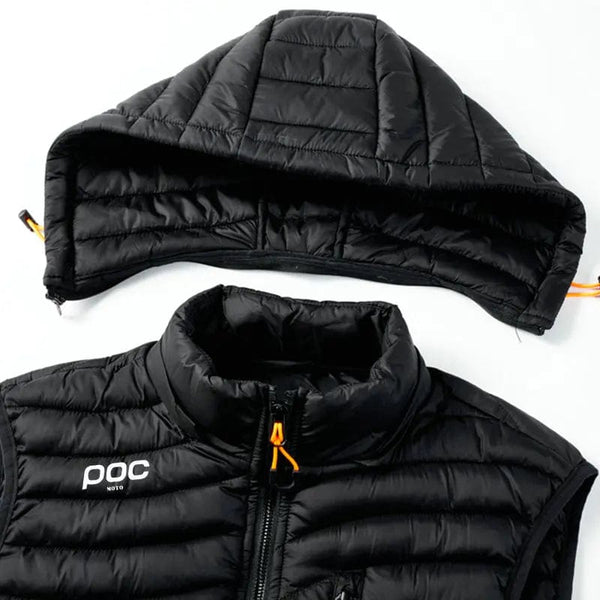 Planet Gates 2023 Men Sleeveless Down Vests Solid Hooded Vest Moto POC Cycling Jackets Male Winter Casual Pockets Waistcoat Windproof Jacket