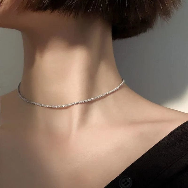 Planet Gates 2023 New Popular Silver Colour Sparkling Clavicle Chain Choker Necklace For Women Fine Jewelry Wedding Party Gift