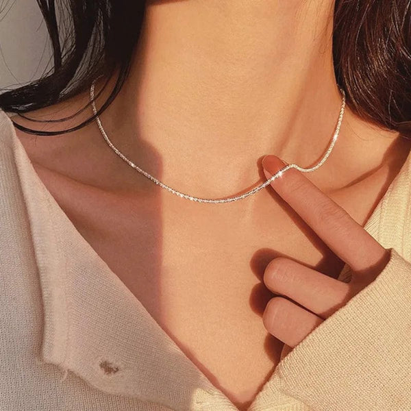 Planet Gates 2023 New Popular Silver Colour Sparkling Clavicle Chain Choker Necklace For Women Fine Jewelry Wedding Party Gift
