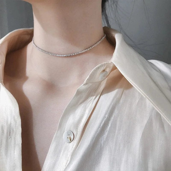 Planet Gates 2023 New Popular Silver Colour Sparkling Clavicle Chain Choker Necklace For Women Fine Jewelry Wedding Party Gift