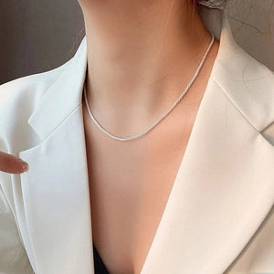 Planet Gates 2023 New Popular Silver Colour Sparkling Clavicle Chain Choker Necklace For Women Fine Jewelry Wedding Party Gift