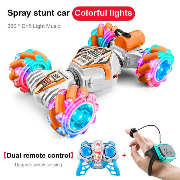 Planet Gates 2023 Newest RC Stunt Car 2.4G Remote Control Cars RC Watch Gesture Sensor LED Rotation Gift Electronic Toy for Kids Boys