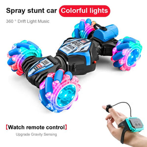 Planet Gates 2023 Newest RC Stunt Car 2.4G Remote Control Cars RC Watch Gesture Sensor LED Rotation Gift Electronic Toy for Kids Boys