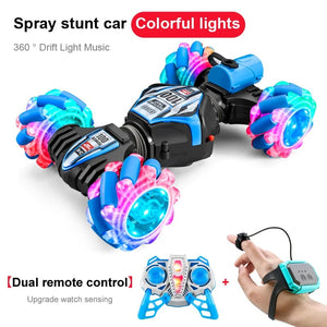 Planet Gates 2023 Newest RC Stunt Car 2.4G Remote Control Cars RC Watch Gesture Sensor LED Rotation Gift Electronic Toy for Kids Boys