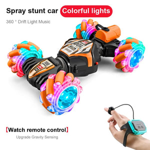 Planet Gates 2023 Newest RC Stunt Car 2.4G Remote Control Cars RC Watch Gesture Sensor LED Rotation Gift Electronic Toy for Kids Boys