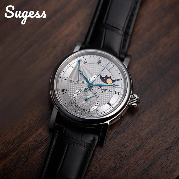 Planet Gates 2023 Sugess Watch of Men Automatic Mechanical Moon-Phase Wristwatches Power Reserved  Sapphire WaterResistant Tianjin Movement