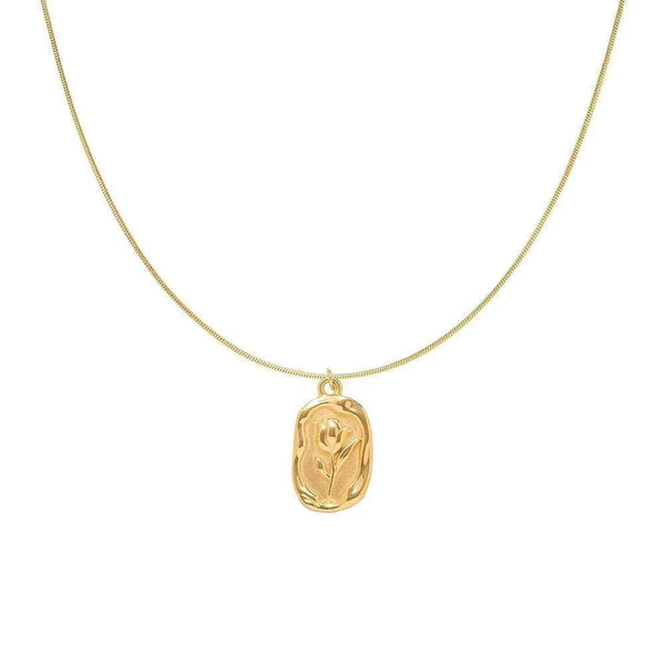 Planet Gates 2023 Vintage Fashion Simple Geometric Rose Pendant Necklace For Women Female Boho Gold-plate Snake Chain Choker Jewelry Gift