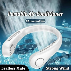 Planet Gates 2024 1200mAh New Mini Neck Mounted Fan Portable Bladeless Neck Rechargeable Air Cooler 3 Speed Mini Summer Sports Fan Outdoor