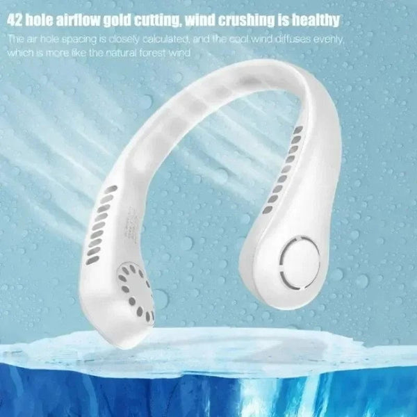 Planet Gates 2024 1200mAh New Mini Neck Mounted Fan Portable Bladeless Neck Rechargeable Air Cooler 3 Speed Mini Summer Sports Fan Outdoor