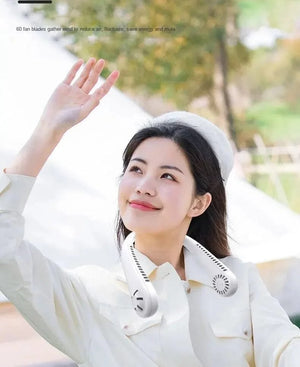 Planet Gates 2024 1200mAh New Mini Neck Mounted Fan Portable Bladeless Neck Rechargeable Air Cooler 3 Speed Mini Summer Sports Fan Outdoor