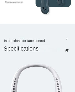 Planet Gates 2024 1200mAh New Mini Neck Mounted Fan Portable Bladeless Neck Rechargeable Air Cooler 3 Speed Mini Summer Sports Fan Outdoor