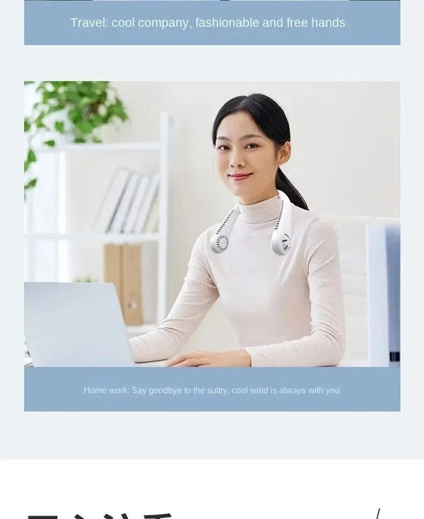 Planet Gates 2024 1200mAh New Mini Neck Mounted Fan Portable Bladeless Neck Rechargeable Air Cooler 3 Speed Mini Summer Sports Fan Outdoor