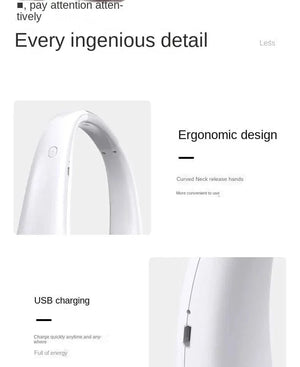 Planet Gates 2024 1200mAh New Mini Neck Mounted Fan Portable Bladeless Neck Rechargeable Air Cooler 3 Speed Mini Summer Sports Fan Outdoor