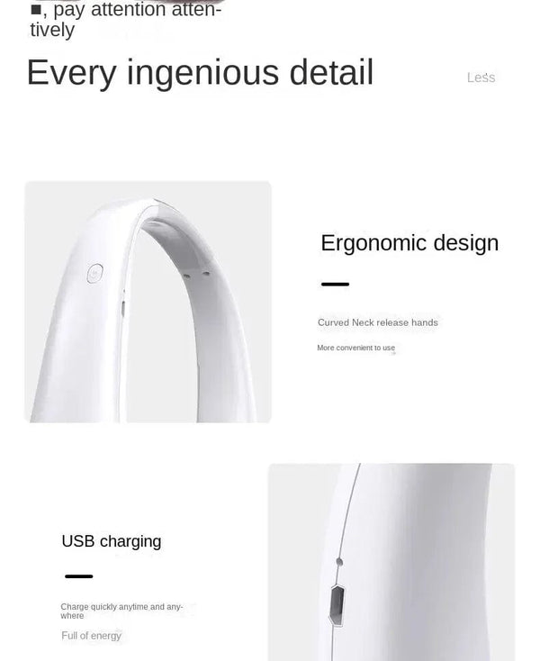 Planet Gates 2024 1200mAh New Mini Neck Mounted Fan Portable Bladeless Neck Rechargeable Air Cooler 3 Speed Mini Summer Sports Fan Outdoor