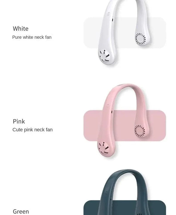 Planet Gates 2024 1200mAh New Mini Neck Mounted Fan Portable Bladeless Neck Rechargeable Air Cooler 3 Speed Mini Summer Sports Fan Outdoor