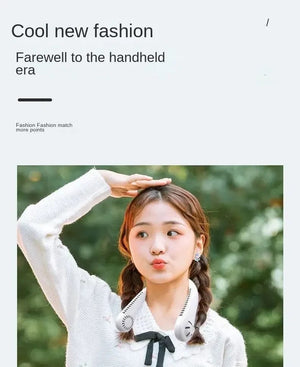 Planet Gates 2024 1200mAh New Mini Neck Mounted Fan Portable Bladeless Neck Rechargeable Air Cooler 3 Speed Mini Summer Sports Fan Outdoor