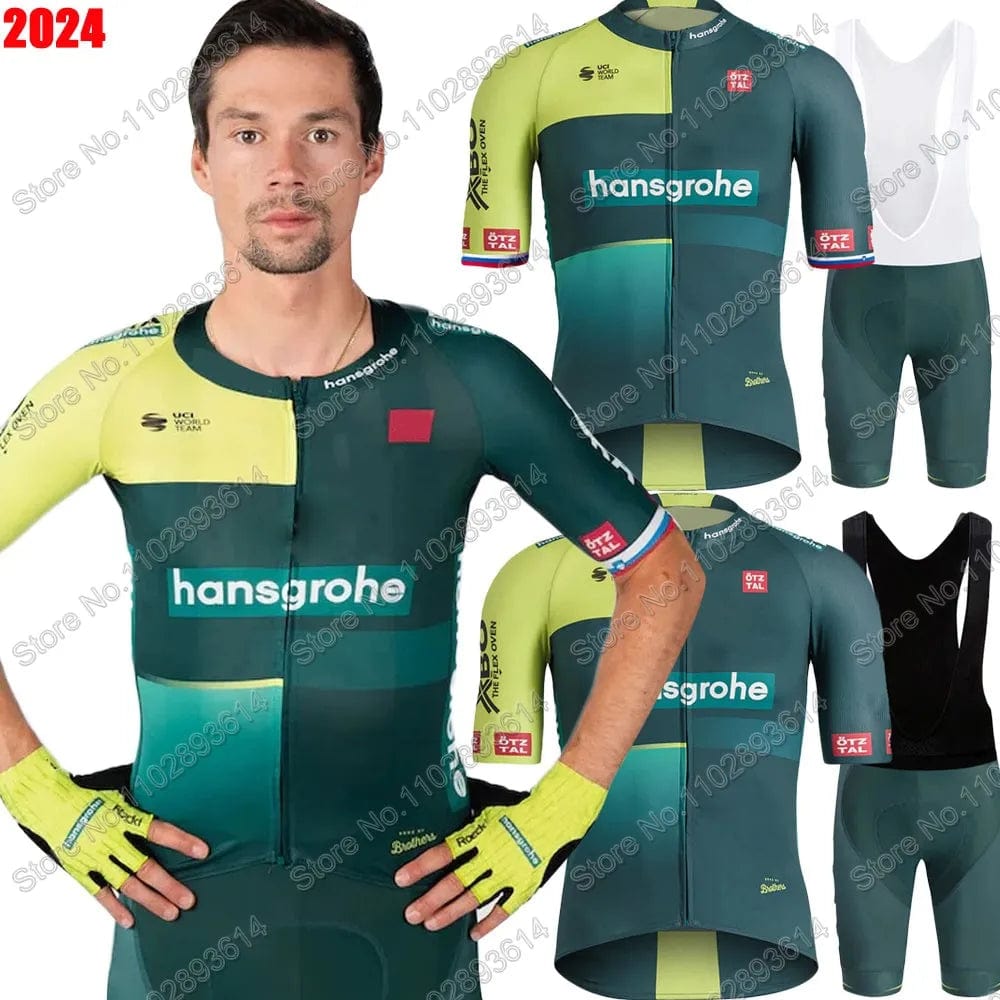 Planet Gates 2024 Boraful Hansgrohe Team Primož Roglič Cycling Jersey Set Slovenia Clothing Road Bike Shirts Suit Bicycle Bib Shorts MTB Wear