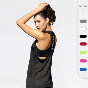 Planet Gates 2024 Gym Tops Women's Sports Top Letter Backless Shirts Sleeveless Yoga Tops Fitness Running Quick Dry Tank Crop Top