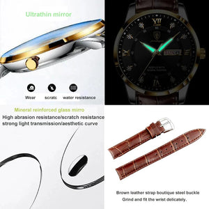 Planet Gates 2024 Men Watches Waterproof Luminous Top Brand Luxury Leather Casual Sports Quartz Wristwatch Military Man Watch For Men relogio