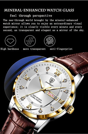 Planet Gates 2024 Men Watches Waterproof Luminous Top Brand Luxury Leather Casual Sports Quartz Wristwatch Military Man Watch For Men relogio